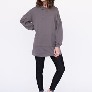 Agnes & Dora Grey Puff Sleeve Fleece Pullover Hoodie